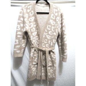 Comfyluxe Beige Cheetah Print Plush Robe